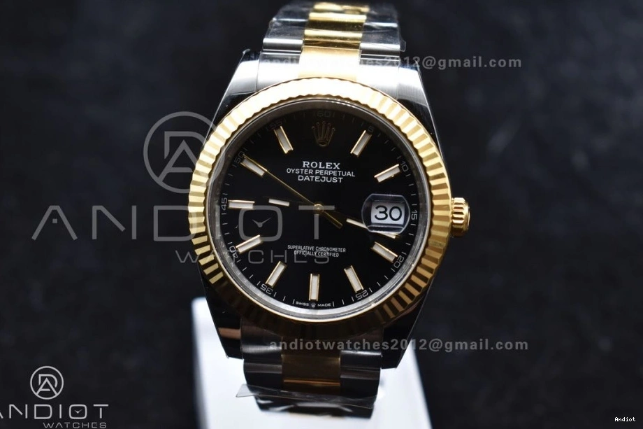 1:1 Oyster YG Bracelet Edition Best Clean SS Black Stick on 126333 41 VR3235 Steel Dial DateJust 904L 0512